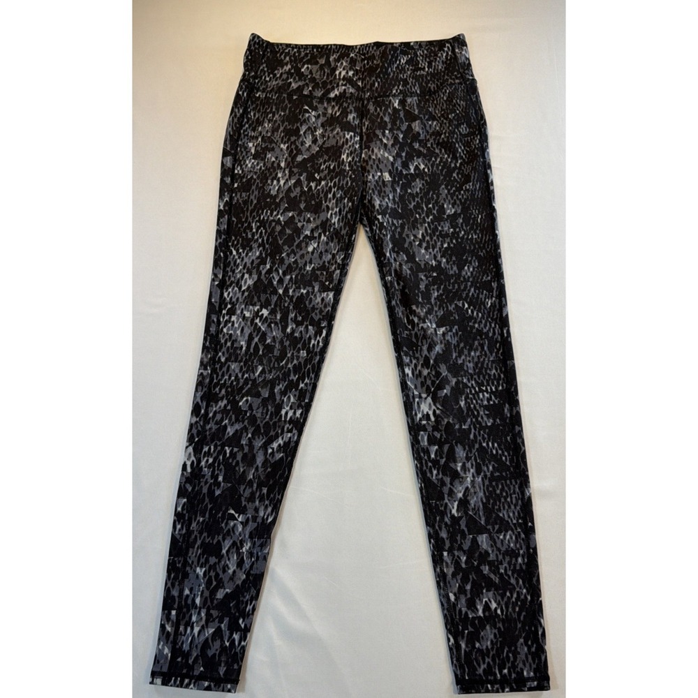 Athleta Leggings Womens Medium Black Gray Abstract Print Athletic Yoga Pants